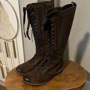 Leather lace up boots